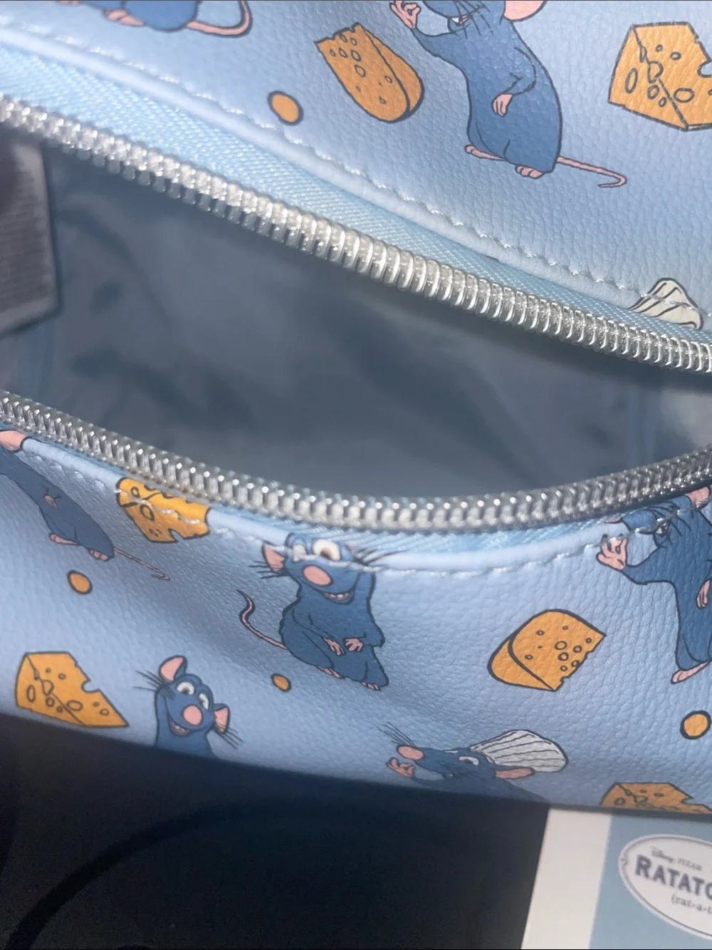 Primark Disney Ratatouille Remy Cosmetic Pouch - Blue with Yellow Cheese Print